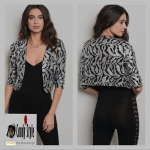 Candy Style Black and Silver Patterned Jacket